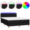 vidaXL atsperu gulta ar matraci, LED, melns audums, 140x200 cm