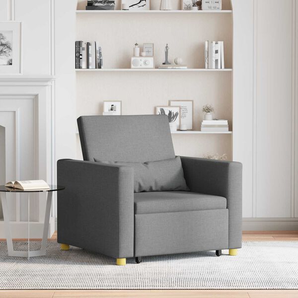 vidaXL Izvelkamā dīvāna gulta viena personai Tum&scaron;i pelēka audums