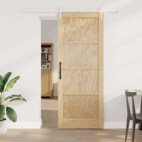 vidaXL Slīdo&scaron;ās durvis ORKDAL Brūna 83 x 211 cm Ciets priedes koks