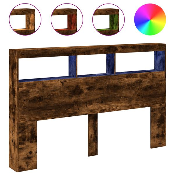 vidaXL galvgaļa skapis ar LED, ozolkoka krāsa, 160x17x102 cm