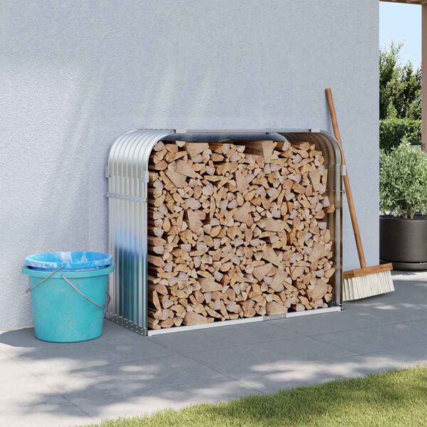 vidaXL malkas statīvs, sudraba krāsa, 120x45x100 cm, cinkots tērauds