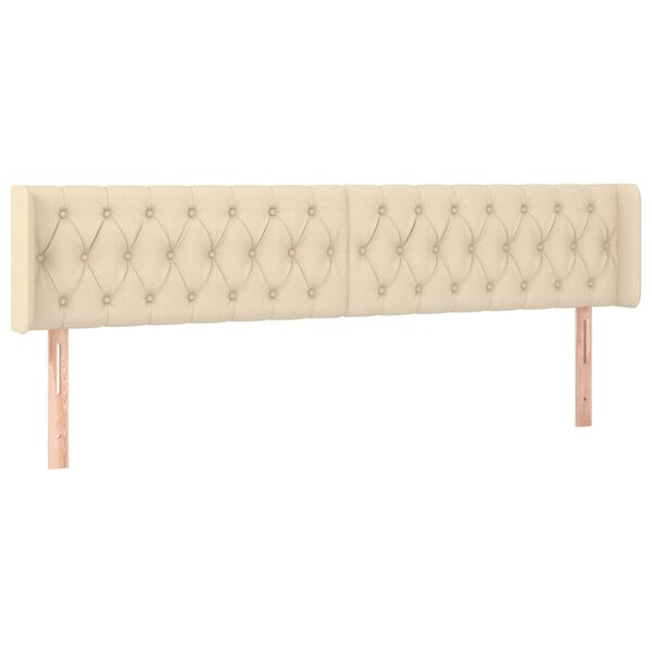 vidaXL galvgalis ar malām, 183x16x78/88 cm, krēmkrāsas audums