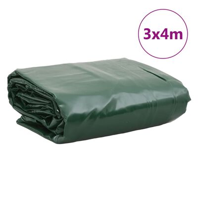 vidaXL brezenta pārklājs, zaļš, 3x4 m, 650 g/m²
