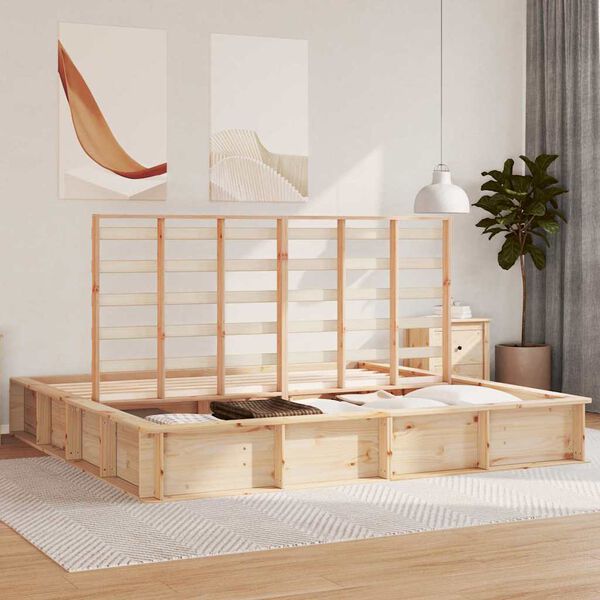 vidaXL Gultas rāmis Brūna 180 x 200 cm Ciets priedes koks