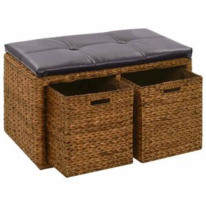 vidaXL sols ar 2 groziem, 71x40x42 cm, jūraszāles, brūns
