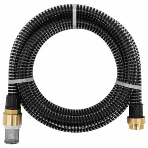 vidaXL sūk&scaron;anas &scaron;ļūtene ar misiņa savienotājiem, melna, 1,1", 3 m, PVC