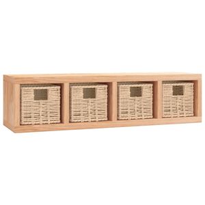 vidaXL sienas plaukts ar groziem, 62x18x16 cm, valrieksta masīvkoks