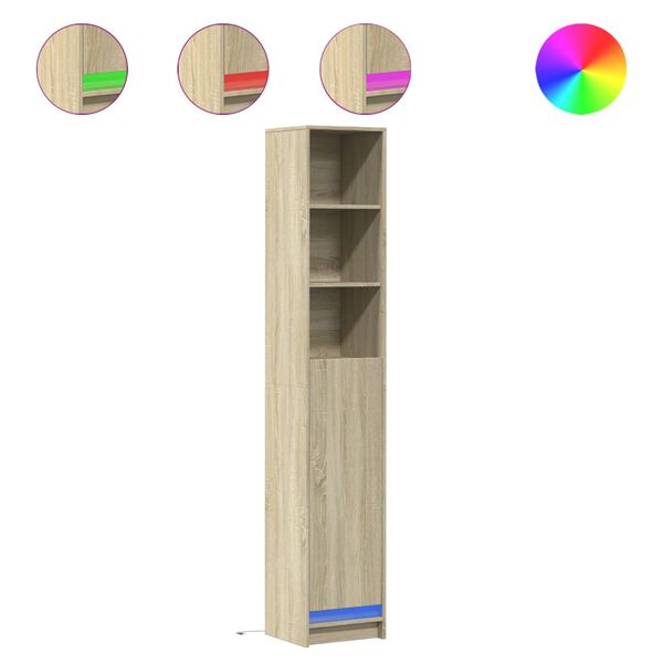 vidaXL kumode ar LED, ozolkoka, 36x32,5x200 cm, inženierijas koks