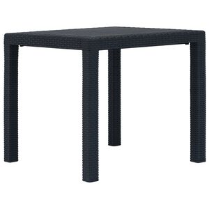 vidaXL dārza galds, 79x79x72 cm, plastmasa, rotangpalmas raksts