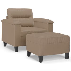 vidaXL atpūtas krēsls ar kājsoliņu, 60cm, kapučīno krāsas mākslīgā āda