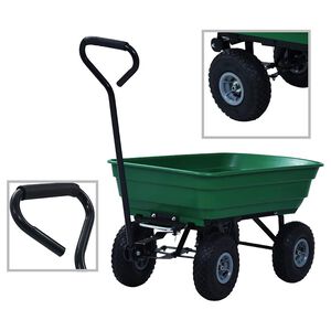 vidaXL dārza ratiņi, 300 kg, 75 L, zaļi