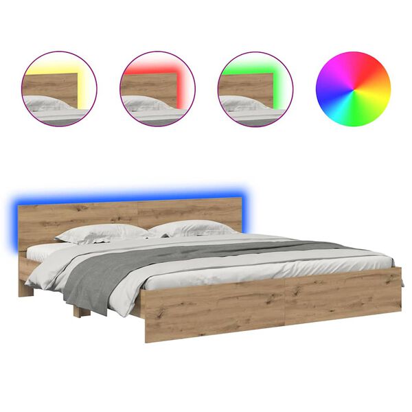 vidaXL Gultas rāmis Artisānā ozols 200 x 200 cm Inženierijas koks