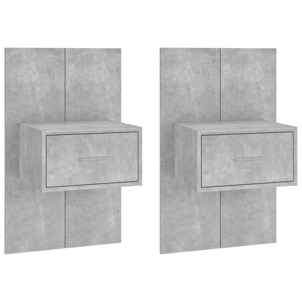 vidaXL sienas naktsskapī&scaron;i, 2 gab., betona pelēki