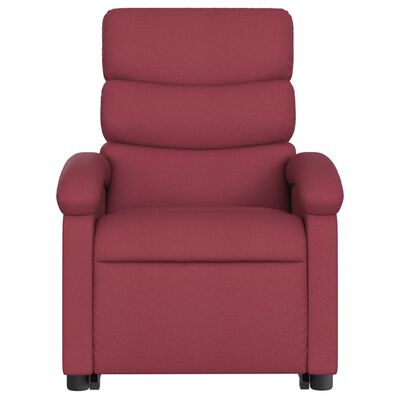 vidaXL masāžas krēsls, paceļams, atgāžams, vīnsarkans audums