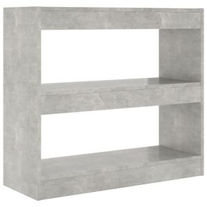vidaXL grāmatu plaukts, aizslietnis, betona pelēks, 80x30x72 cm