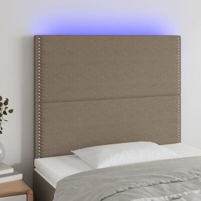 vidaXL gultas galvgalis ar LED, 80x5x118/128 cm, pelēkbrūns audums