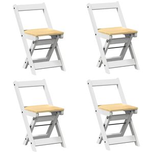 vidaXL Saliekamie krēsli, 4 gab., "Corona", balts, masīvs priedes koks