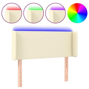 vidaXL gultas galvgalis ar LED, 83x16x78/88cm, krēmkrāsas mākslīgā āda