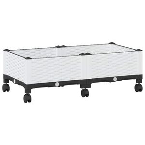 vidaXL Dārza podiņ&scaron; ar riteņiem Balts 80 x 40 x 33 cm PP