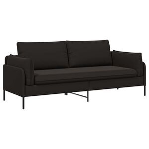vidaXL 3-sēdeklis dīvāns Melns 222 x 81 x 89 cm Samts