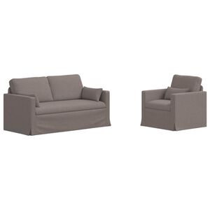 vidaXL Dīvānu komplekts 2 pcs Pelēkbrūna 158 x 78 x 80 cm audums