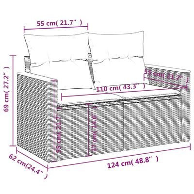 vidaXL 13-daļīgs dārza dīvāna komplekts ar matračiem, PE rotangpalma