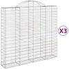 vidaXL arkveida gabiona grozi, 3 gb., 200x50x180/200cm, cinkota dzelzs
