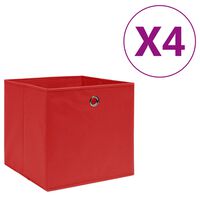 vidaXL uzglabāšanas kastes, 4 gb., 28x28x28 cm, sarkans neausts audums