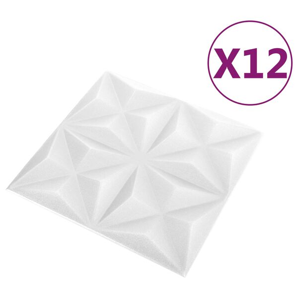 vidaXL Sienas paneļi 12 pcs Origami Balts 50 x 50 cm XPS Putu