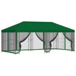 vidaXL Paviljons ar sānu sienām 6 x 3 m Zaļa Poliesters un tērauds 190