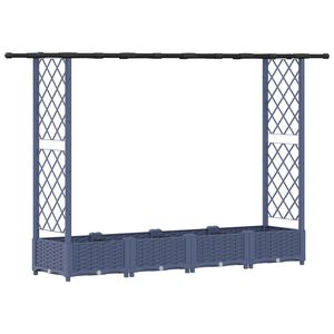 vidaXL Pacelta gulta ar treliem un jumtu Pelēks 203 x 40 x 123 cm PP