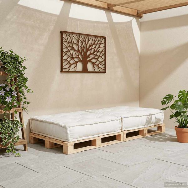 vidaXL modulārs dīvāns, krēmkrāsas audums, 70x70x36 cm