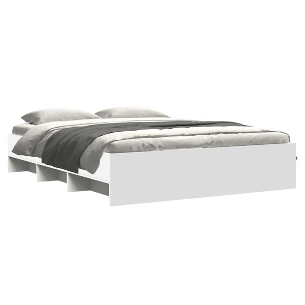 vidaXL gulta bez matrača, balts, 160x200 cm, inženierijas koks