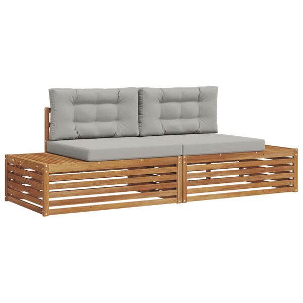 vidaXL Āra dīvānu komplekts 2 Gabals Dabīgs un gai&scaron;i pelēks