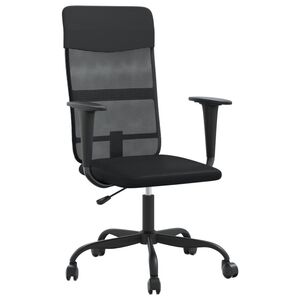 vidaXL biroja krēsls, regulējams augstums, sieta audums, mākslīgā āda