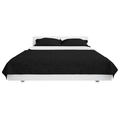vidaXL gultas pārklājs, 230x260 cm, divpusējs, stepēts, melns un balts