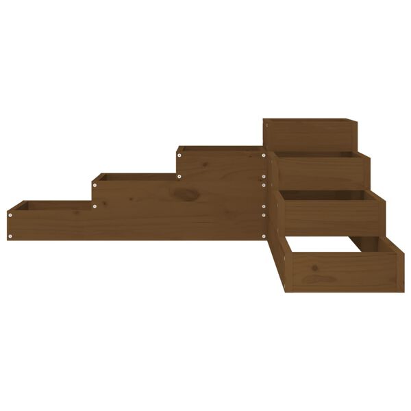 vidaXL puķu kaste, 4 līmeņi, 106x104,5x36 cm, brūna, priedes koks