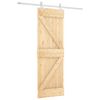 vidaXL Slīdo&scaron;ās durvis Dabisks un balts 70 x 210 cm Cieta priedes koks