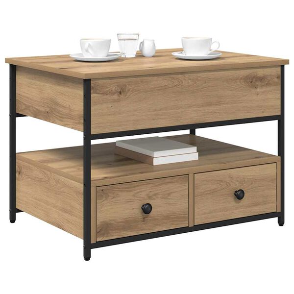 vidaXL Kafijas galdiņ&scaron; ar atvilktni Artisānā ozols 70 x 50 x 54.5 cm