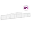 vidaXL arkveida gabiona grozi, 9 gb., 400x30x40/60 cm, cinkota dzelzs