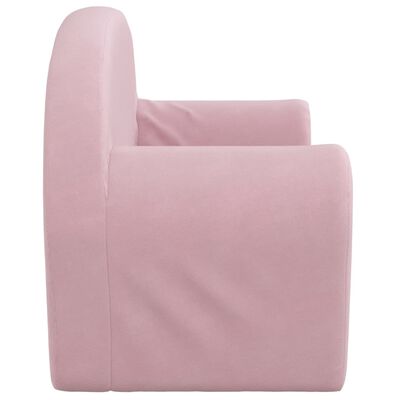 vidaXL divvietīgs bērnu dīvāns, rozā, mīksts plīšs