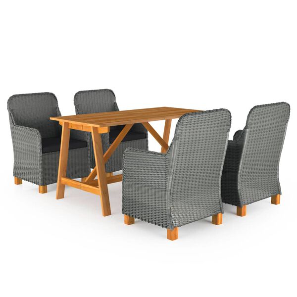 vidaXL 5-daļīgs dārza mēbeļu komplekts, gai&scaron;i pelēks