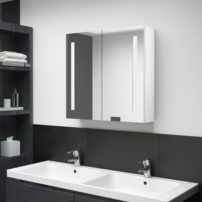 vidaXL vannasistabas skapītis ar spoguli un LED, 62x14x60 cm, balts