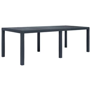 vidaXL dārza galds, 220x90x72 cm, plastmasa, rotangpalmas raksts