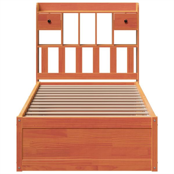 vidaXL gulta bez matrača, vaska brūna, 100x200 cm, priedes masīvkoks