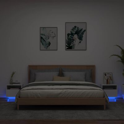vidaXL naktsskapīši ar LED lampām, 2 gab., balti, 40x39x37 cm