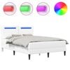 vidaXL Gultas rāmis ar LED sloksnēm Balts 140 x 190 cm Mākslīgā āda