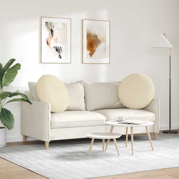 vidaXL Sēdvietas spilventiņi 2 pcs Krēmkrāsa &Oslash;60 x 21 cm audums