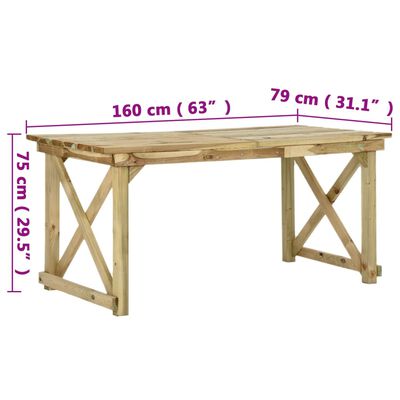 vidaXL dārza galds, 160x79x75 cm, koks