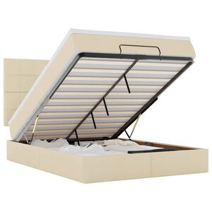 vidaXL Osmaņu gulta ar matraci & LEDs, krēmkrāsas, 140x200 cm, audums